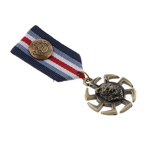 Punk Mens Wolf Head Wheel Medal Pendant Badge Fabric Uniform Brooch Pin ► Photo 1/5