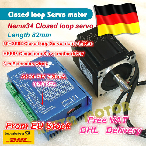 1Set Nema34 4.5N.m Closed Loop Servo motor Motor Kits 82mm 6A Closed Loop & HSS86 Hybrid Step-servo Driver 8A CNC Controller Kit ► Photo 1/6