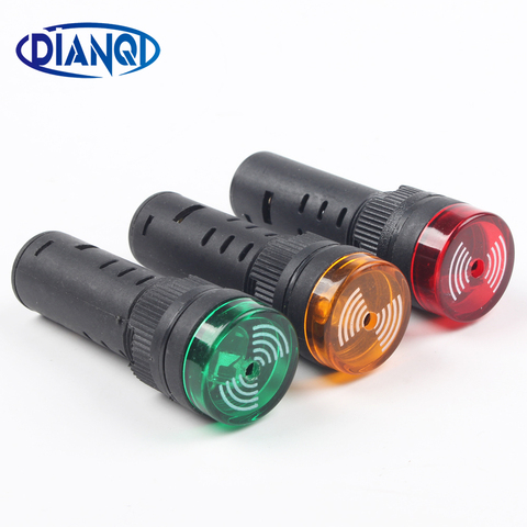 1pc colorful AD16-16SM 12V 24V 110V 220V 16mm Flash Signal Light Red LED Active Buzzer Beep Alarm Indicator Red Green Yellow ► Photo 1/6
