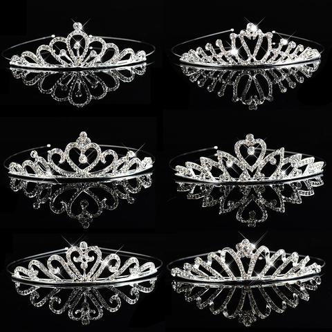 Princess Tiaras Wedding Crown Rhinestone Silver Color Headband Kid Girls Bridal Crown Party Accessiories Hair Jewelry Gift ► Photo 1/6