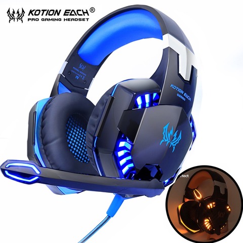 KOTION EACH Gaming Headphones Headset Deep Bass Stereo wired gamer Earphone Microphone with backlit for PS4 phone PC Laptop ► Photo 1/6