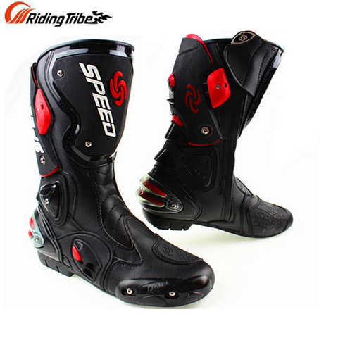 Microfiber Leather Motorcycle boots Men's SPEED Racing dirt bike Boots Knee-high Motocross Boots Riding Motorboats ► Photo 1/6