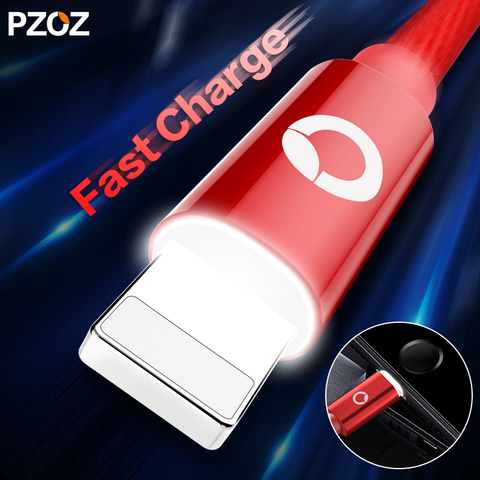 PZOZ cable for iphone charger usb fast charging for iphone x 8 6s 7 plus with led light mobile phone cord adapter usb data cable ► Photo 1/6
