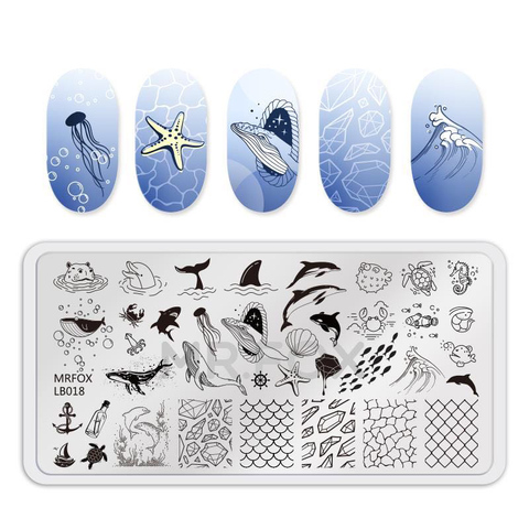 1PCS Blue Ocean Animal Nail Art Stamping Plates Fish Image Stencils for Nails Stamp Tools Manicure Template ► Photo 1/6