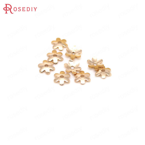 20PCS 6MM 24K Champagne Gold Color Plated Brass Flower Beads Caps High Quality Diy Jewelry Accessories ► Photo 1/4