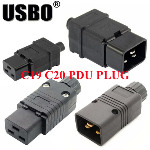 Supply Black IEC320-C19/C20 assembled plug PDU chassis dedicated male female wiring plug 16A free welding plug socket convertor ► Photo 1/1