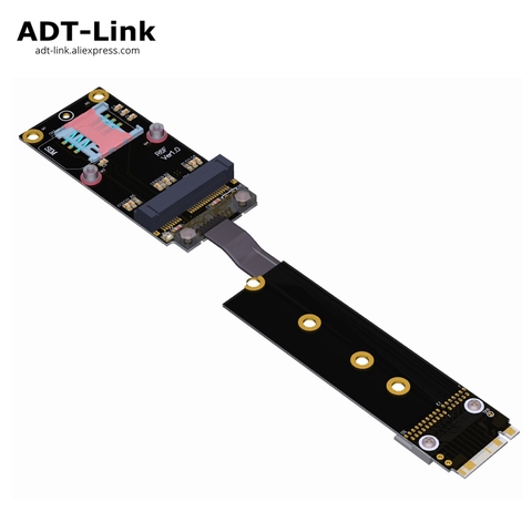 M.2 Key-M M2 Ultra NVMe NGFF SSD To Mini-pcie mPCIe Extension Adapter Extender Cable Length customization ADT-Link ► Photo 1/1