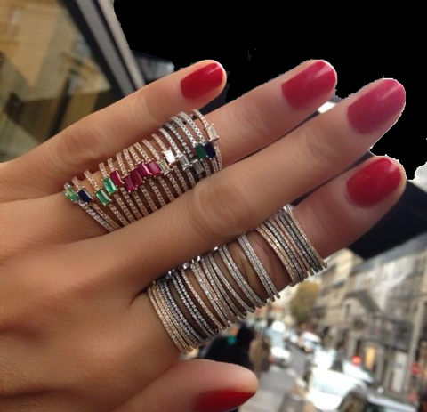 simple minimal cz ring jewelry Midi finger rings with colorful cubic zirconia 6 colors birthstone jewelry ► Photo 1/6