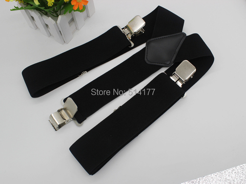 2022 Hot Sale 50MM 2'' Unisex Mens Men Braces Plain  color Adjustable Suspenders strong 3clasp casual male suspenders ► Photo 1/6