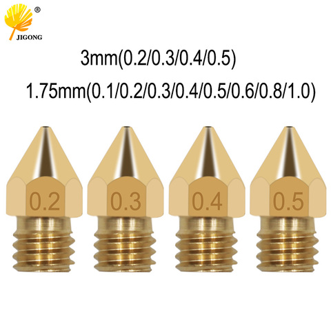 0.1 0.2 0.3 0.4 0.5 0.6 0.8 1.0mm MK8 Extruder Nozzle 1.75mm 3.0mm for 3D Printer Makerbot Anet A8 Creality CR-10 CR-10S S4 ► Photo 1/6