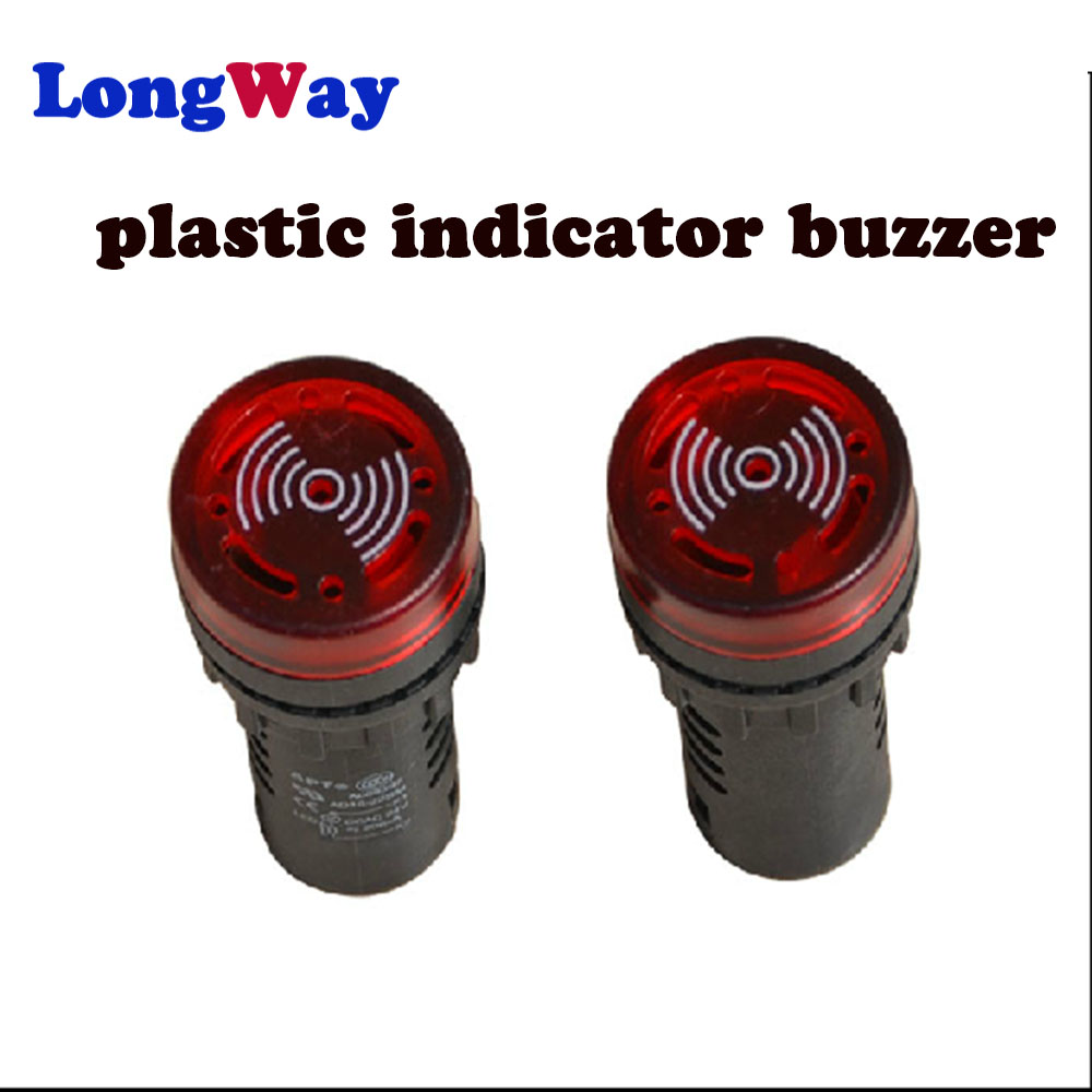 New Flash Light Red LED Active Buzzer Beep Indicator 16mm AD16-16SM 220V