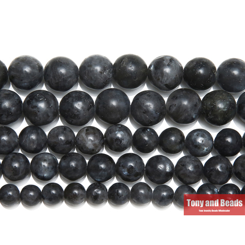 Free Shipping Natural Stone Black larvikite Labradorite Round Beads 15