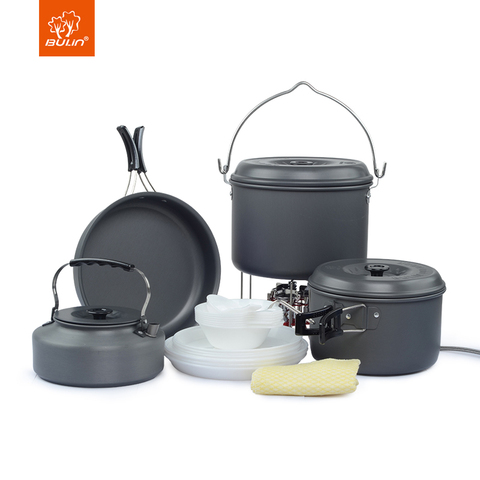 Bulin Outdoor 7 Person Camping Cooking Pot Pan Kettle Set Hiking Mess Kit Cookware BL200-C9 ► Photo 1/5