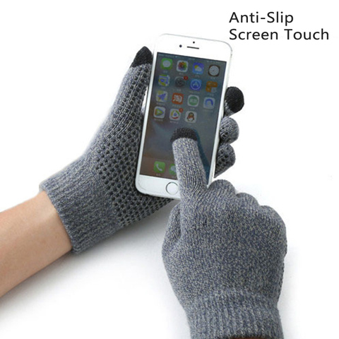 Winter Non-slip Touch Screen Gloves Men Women Knitted Full Finger Gloves Antiskid Thicken Wool Gloves Luvas Warm Mitten Driving ► Photo 1/6