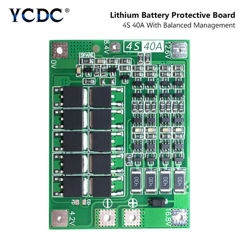 4S 40A Li-ion Lithium Battery 18650 Charger PCB BMS Protection Board with Balance For Drill Motor 14.8V 16.8V Lipo Cell Module ► Photo 1/6