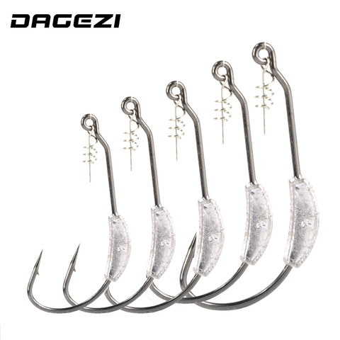 DAGEZI 5size/lot With the lead barbed crank hook Fishing Hook Pesca Fish Hooks Carp Worm hooks 2G/2.5G/3G/5.25G/G7G ► Photo 1/1