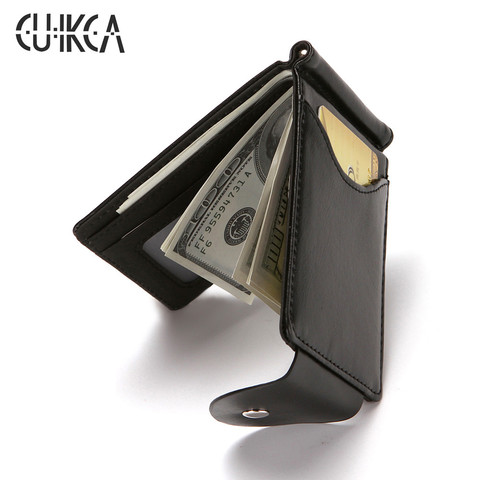 CUIKCA South Korea Style Money Clip Men Wallet Purse Ultrathin Slim Wallet Mini Hasp Leather Wallet Business ID Credit Card Case ► Photo 1/6