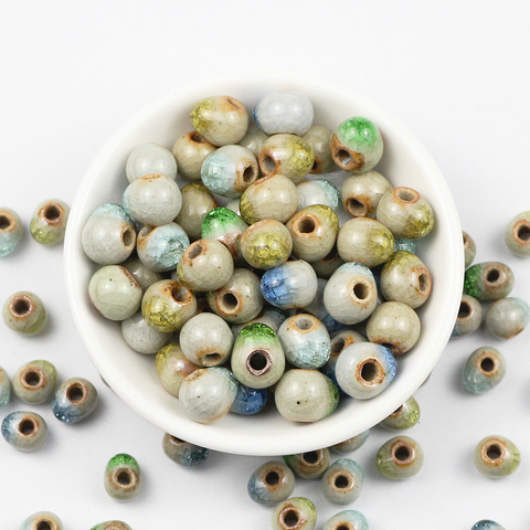 JHNBY 100pcs Chinese ceramic beads 6/8/10MM Round Spacer Porcelain Loose beads for Jewelry bracelets pendants making DIY Finding ► Photo 1/6