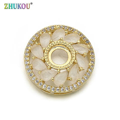 19*19mm New Fashion Brass Cubic Zirconia Round shape Charms Connectors DIY Jewelry Findings Making,  Model: VS291 ► Photo 1/6