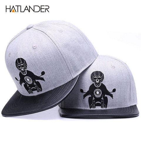 HATLANDER ORIGINAL Skeleton baseball cap adjustable men hats leather patch snapback caps gorras 6 panel bone fitted hip hop cap ► Photo 1/6