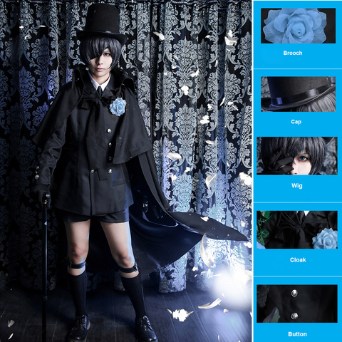 Anime Black Butler Ciel Phantomhive Funeral Cosplay Cotume Kuroshitsuji Halloween Costume Fancy Party Outfit Daily Suits for Men ► Photo 1/6