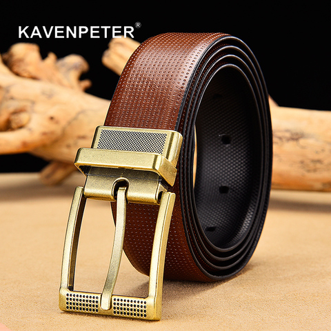 Men's Reversible Leather Belt Classic Cow Genuine Leather Luxury Strap Male Belts For Men With Rotated Buckle Dropshipping ► Photo 1/6