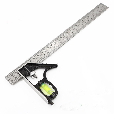 Stainless Steel Multifunctional Combination Square Ruler 300mm 45 Degree Right Angle Horizontal Removable Metal Ruler Tool ► Photo 1/4