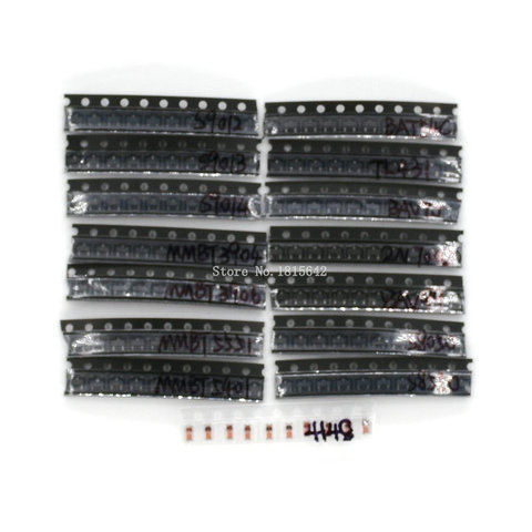 150PCS/Lot SOT-23 Transistor Kit Assorted Set S9012-S9014 BAV90 BAV70 MMBT5551 15 Kinds SMD Triode Kit SOT23 Transistor Set ► Photo 1/2