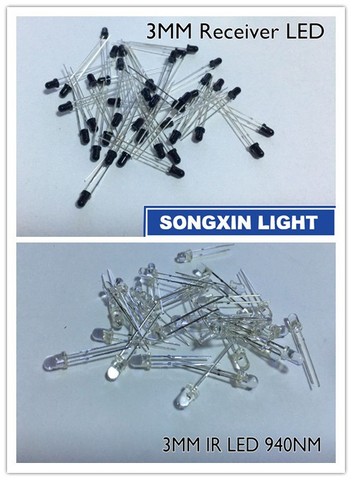 1000pcs/lot LED 3mm 940nm IR Infrared Emitting & Receiving Diode Round Tube Light Each 500pcs ► Photo 1/1