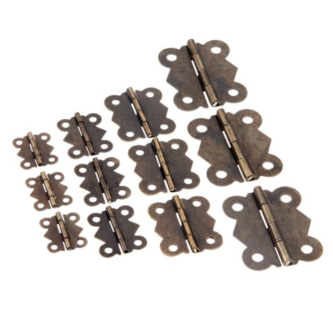 DRELD 10Pcs Cabinet Furniture Hinges Jewelry Wooden Boxes 4 Hole Butterfly Vintage Hinge Furniture Fittings For Door Cabinets ► Photo 1/6
