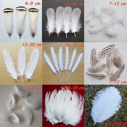20Pcs White Feathers Natural Rooster Goose Ostrich Feather for Crafts  Handicraft Accessories DIY Wedding Party Decoration Plumes