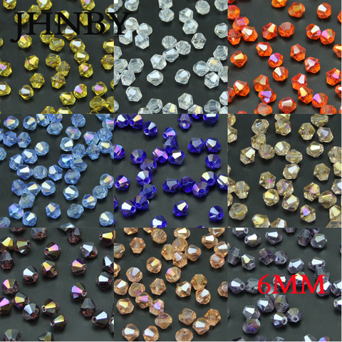 JHNBY 6mm 50pcs AAA Bicone Austrian crystals loose beads glass ball supply AB color plating bracelet necklace Jewelry Making DIY ► Photo 1/1