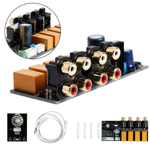 Double-sided 4 Channel Stereo Audio Input Signal Selector Relay Board Signal Switching Amplifier Board RCA For Speakers ► Photo 1/5