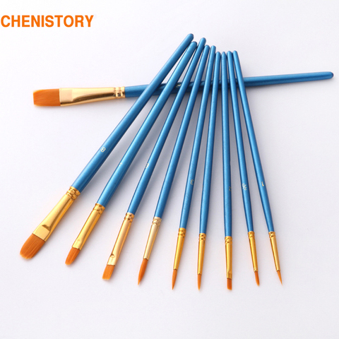 10Pcs/Set paint by numbers brushes Watercolor Gouache Paint Brushes Different Shape Round Pointed Tip Nylon Hair Painting Brush ► Photo 1/6