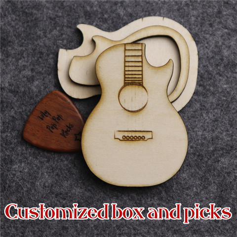 Guitar Pick Holder 1pc Customized Wooden Plectrum Guitar Case Personalized Mediator Storage Box Bass Pack Jazz gift Dropshipping ► Photo 1/6