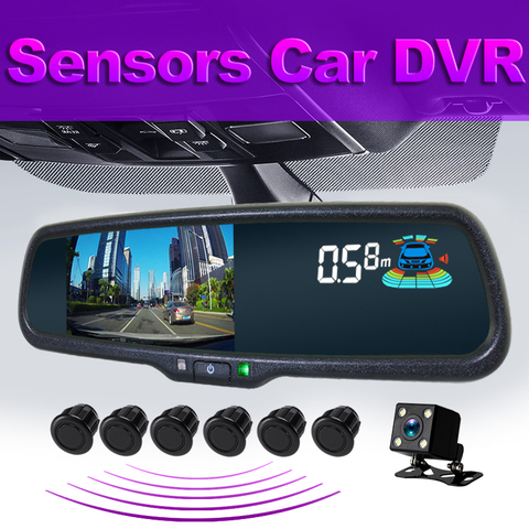 GreenYi Car DVR Rearview Mirror Monitor Dual Lens with Parking Sensor 1080P Dash Cam Camera Auto Driving Recorder G-sensor ► Photo 1/6