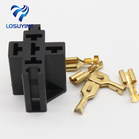 1Set Car Auto Vehicle 5 Pin Relay Socket Holder with 5Pcs 6.3mm Copper Terminal ► Photo 1/1