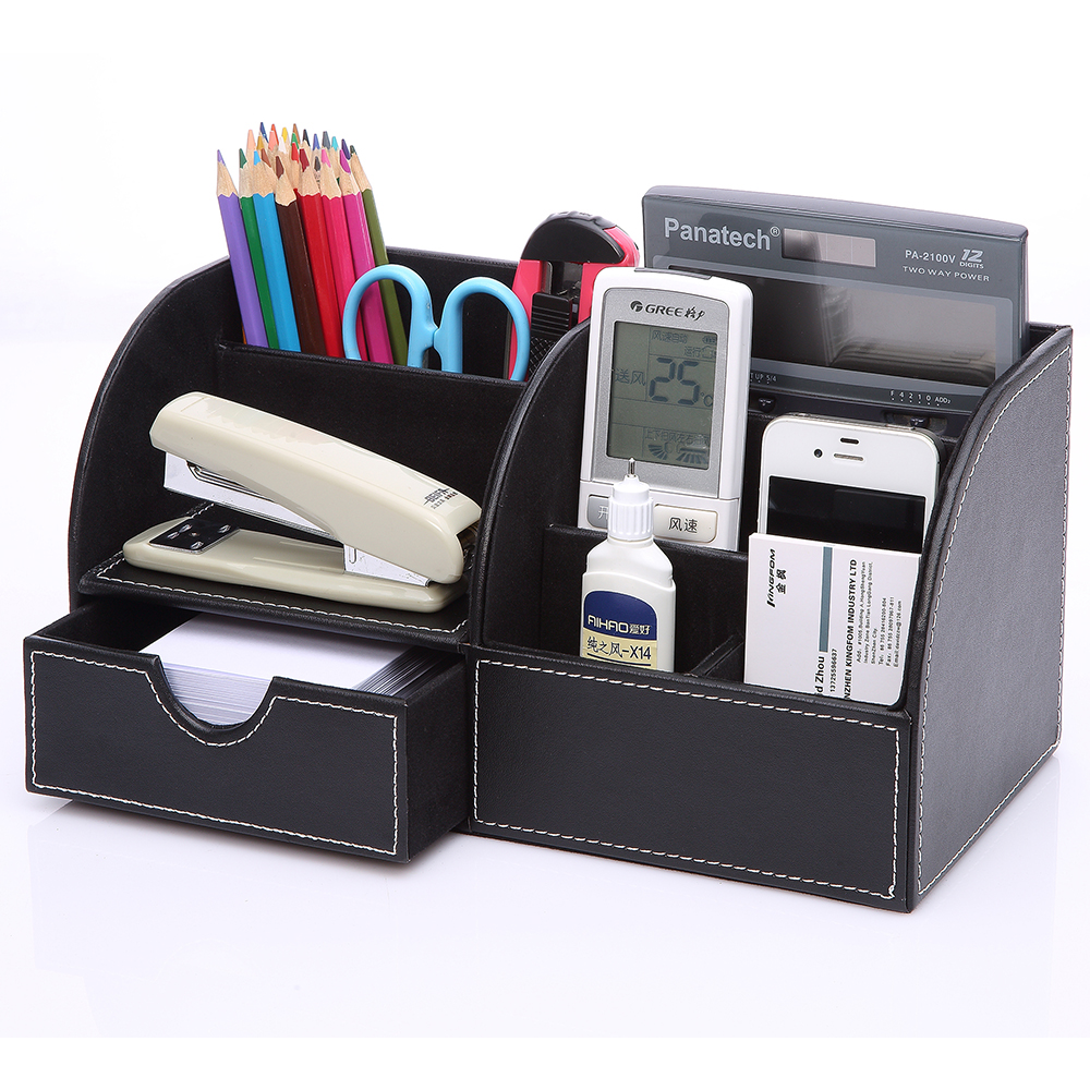 Black Office Home Plastic Desk Pen Pencil Holder Storage Stationery Organizer 