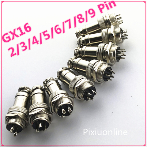 1set GX16 2/3/4/5/6/7/8/9 Pin Male + Female L70-78 16mm Wire Panel Circular Connector with Cap Aviation Connector Socket Plug ► Photo 1/4