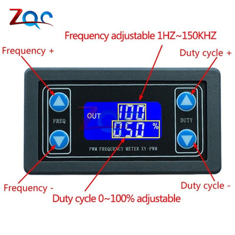 LCD Digital display PWM Pulse Frequency Duty Ratio 1HZ~150KHZ Cycle Adjustable Square Wave Rectangular Wave Signal Generator ► Photo 1/6