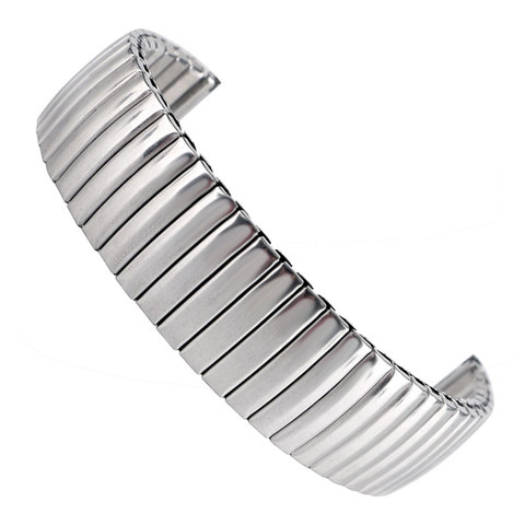 18mm Silver Stainless Steel Elasticity Watchband Fashion Bracelet Wristwatch Band Strap Replacement Mens Womens + 2 Spring Bars ► Photo 1/6