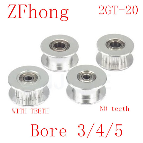 2GT 20 Teeth synchronous Wheel Idler Pulley Bore 3mm 4mm 5mm 8mm with Bearing for GT2 Timing belt Width 6MM ► Photo 1/1