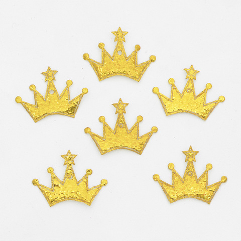 100Pcs 18*25mm Laser Cloth Gold Crown Applique for Craft/Wedding/Clothing Decor DIY Headwear Ornament Patch Accessories F11 ► Photo 1/4