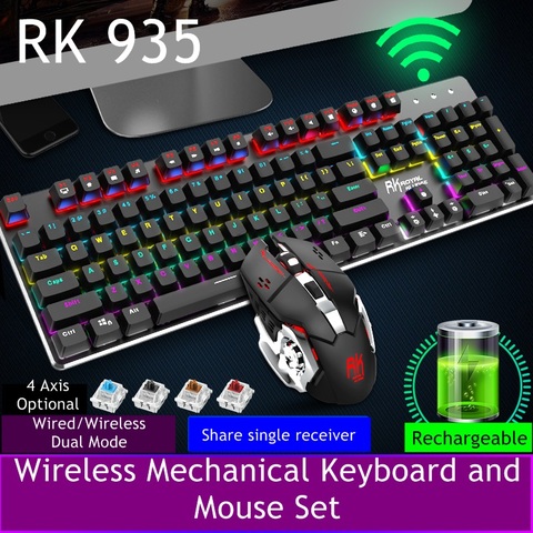 Royal Kludge RK 935 2.4G Wireless/ Wired Dual Mode Rechargeable Mechanical Gaming Keyboard and Mouse Set Variety Of Light Modes ► Photo 1/1