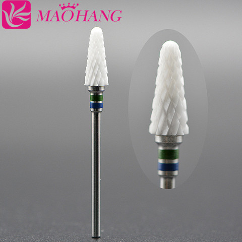MAOHANG 1Pcs Bullet Shape Ceramic Nail Drill Bit For Electric Manicure Machine Accessories Nail Art Tools Nail Files 3/32