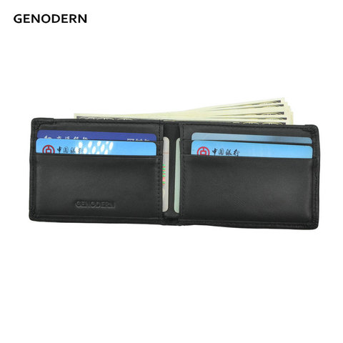 GENODERN Genuine Leather Small Mini Ultra-thin Wallet for Men Short Design Male Purse Man Compact Wallets Dollar Price Purses ► Photo 1/6