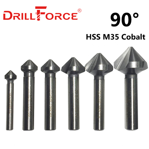 Drillforce Tools 4.5-40mm HSSCO Cobalt 3 Flute 90 Degree Chamfer Countersink Drill Bits(10/14.4/16.5/20.5/25/31mm) ► Photo 1/3