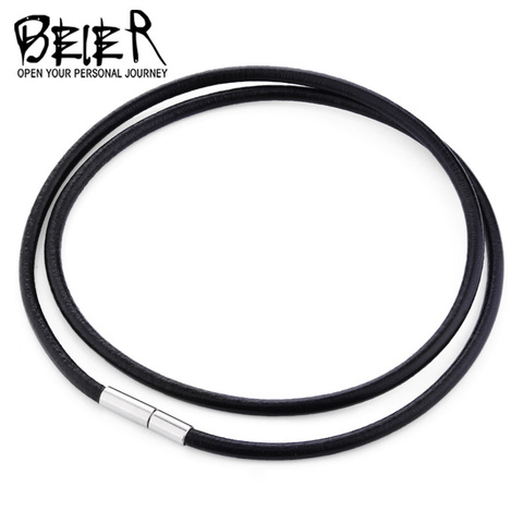 BEIER Leather silica gel Cord Lanyard Pendant Stainless Steel Screw Lock Korean Fashion Men's choker Rope Necklace PSXL011 ► Photo 1/6