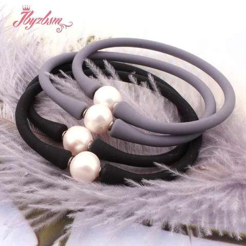 10mm Round Freshwater Pearl Silicone Bracelet Stone Beads Casual Waterproof For Mother's Day Best Gift Bangle Bracelet 1 Pcs ► Photo 1/5