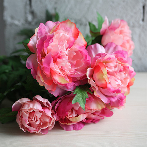 Fake flowers Artificial peony bouquet silk Rose bridal bouquet wedding decoration mariage flower for home decoration accessories ► Photo 1/6